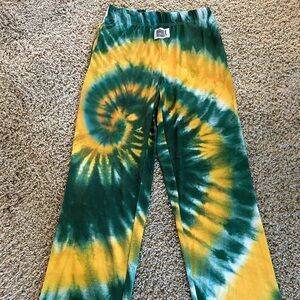 Brief Insanity Green/Yellow Tie Dye Lounge Pants Sz S/M. Fun